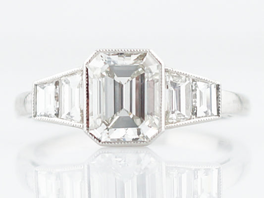 Bezel Set Emerald Cut Diamond w/Trapezoid Accents