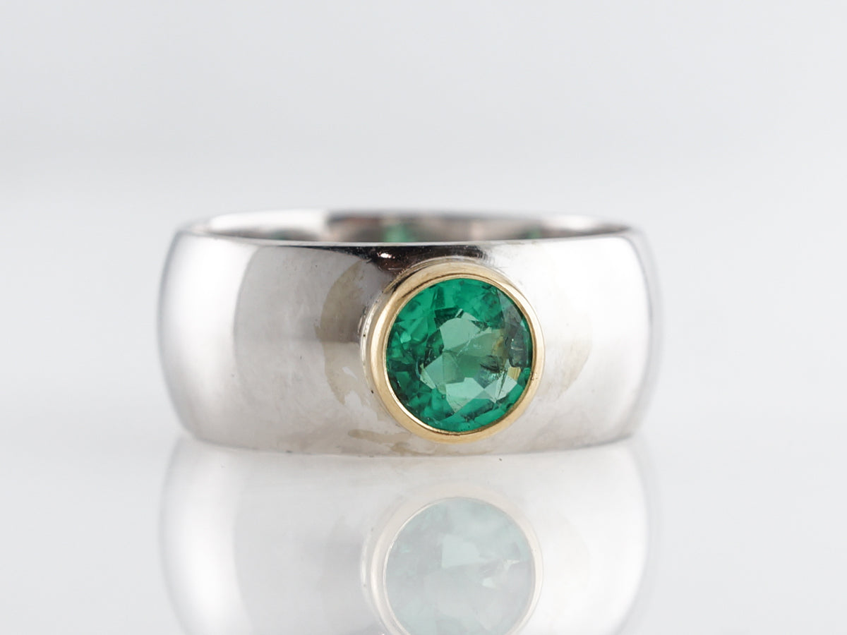 Solitaire Two-Tone Emerald Ring in 14k White Gold