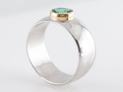 Solitaire Two-Tone Emerald Ring in 14k White Gold