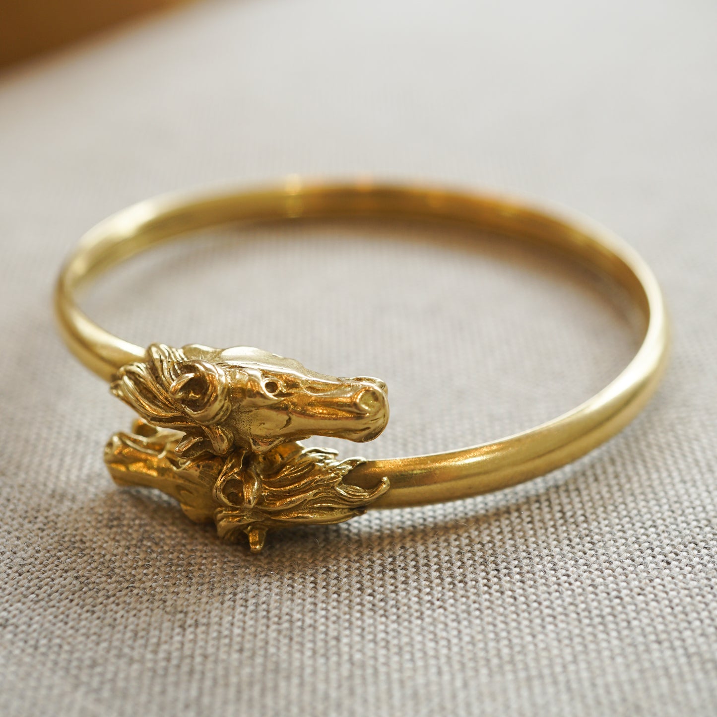 Vintage Horse Bangle Bracelet in 14k Yellow Gold