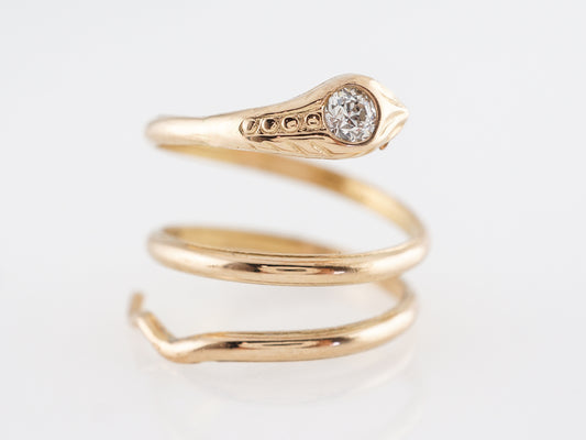 Victorian Diamond Snake Ring 18k Yellow Gold