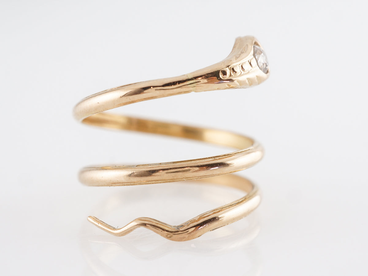 Victorian Diamond Snake Ring 18k Yellow Gold