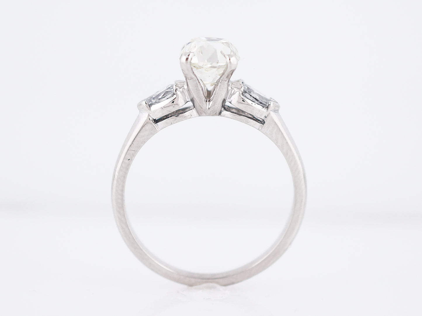 Antique Engagement Ring Art Deco 1.38 Old Mine Cushion Cut Diamond in Platinum