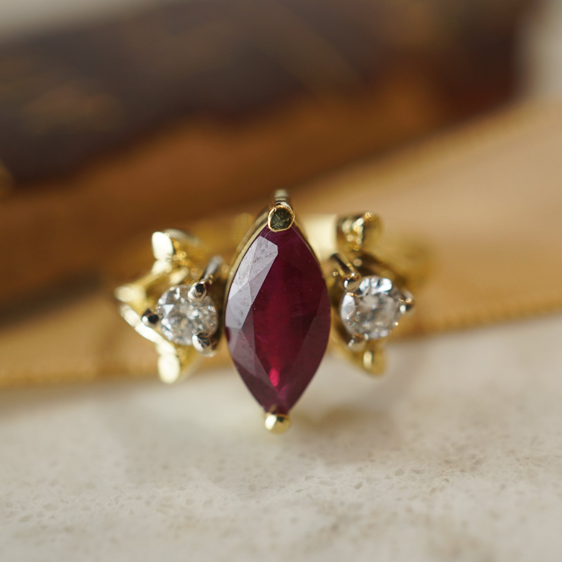 Marquise diamond and ruby ring Clearance