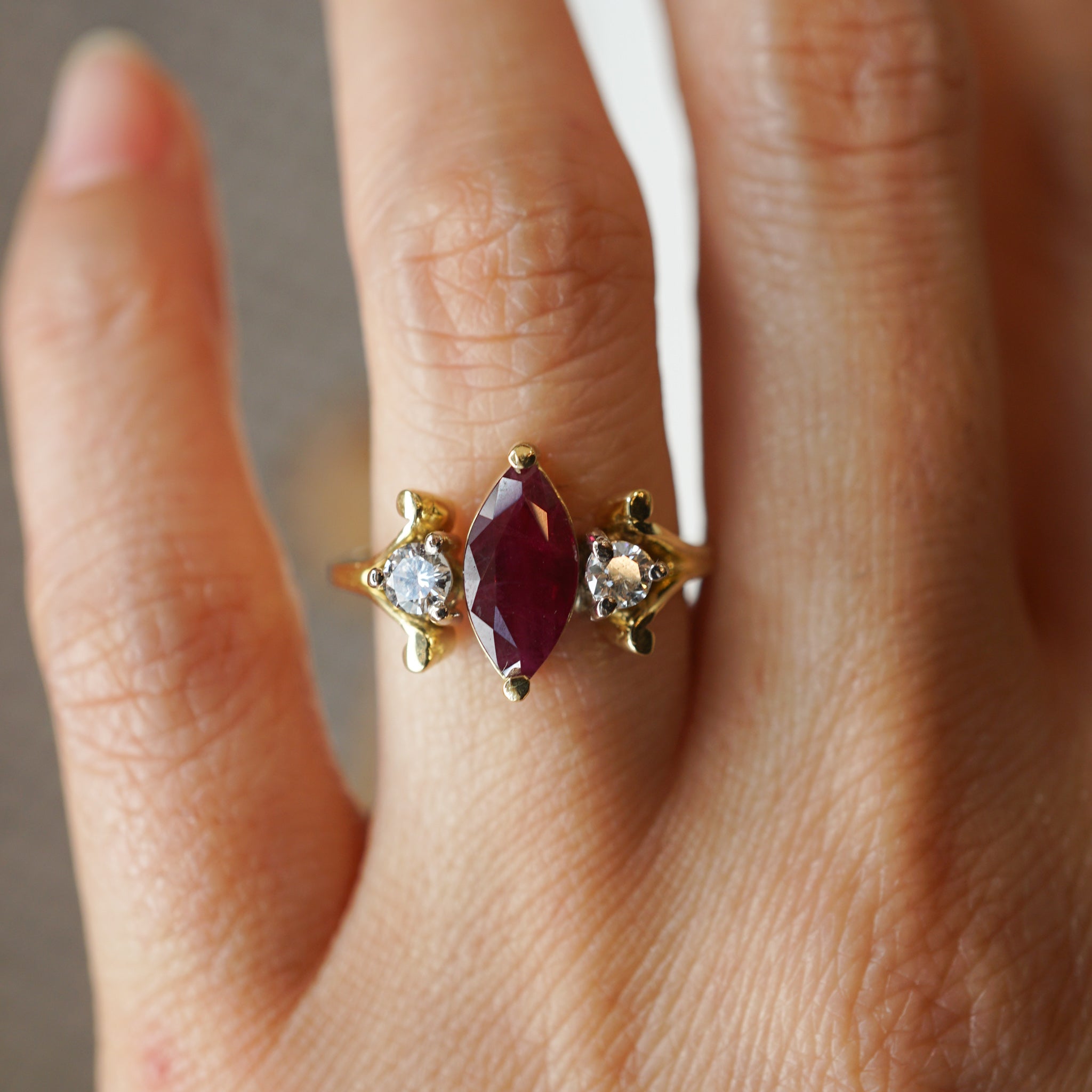 Marquise ruby store engagement rings