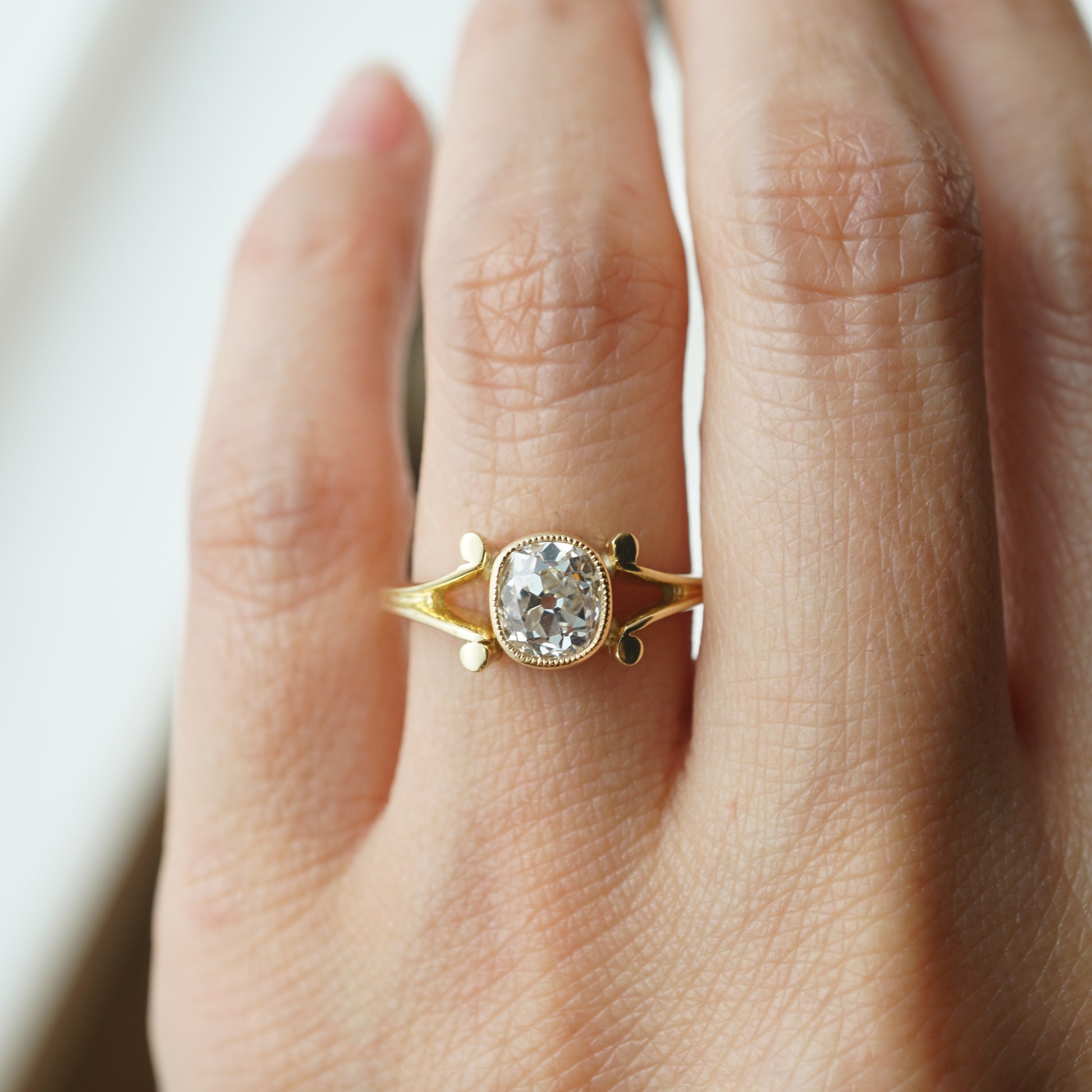 Old European Cut Bezel Set Diamond Engagement Ring in 18k