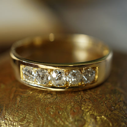 .65 Vintage Victorian Diamond Band in 18K Yellow Gold