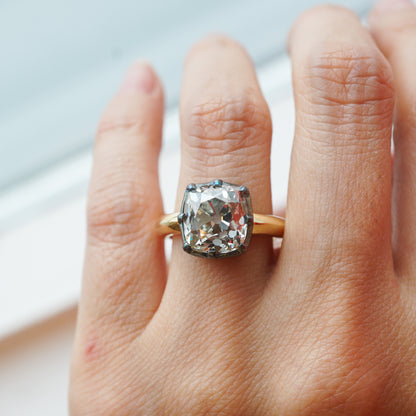4.91 Old Mine Brilliant Cut Diamond Engagement Ring in 18k