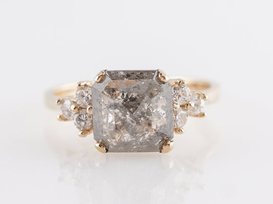 1.48 Rose Cut Grey Diamond Engagement Ring in Yellow Gold