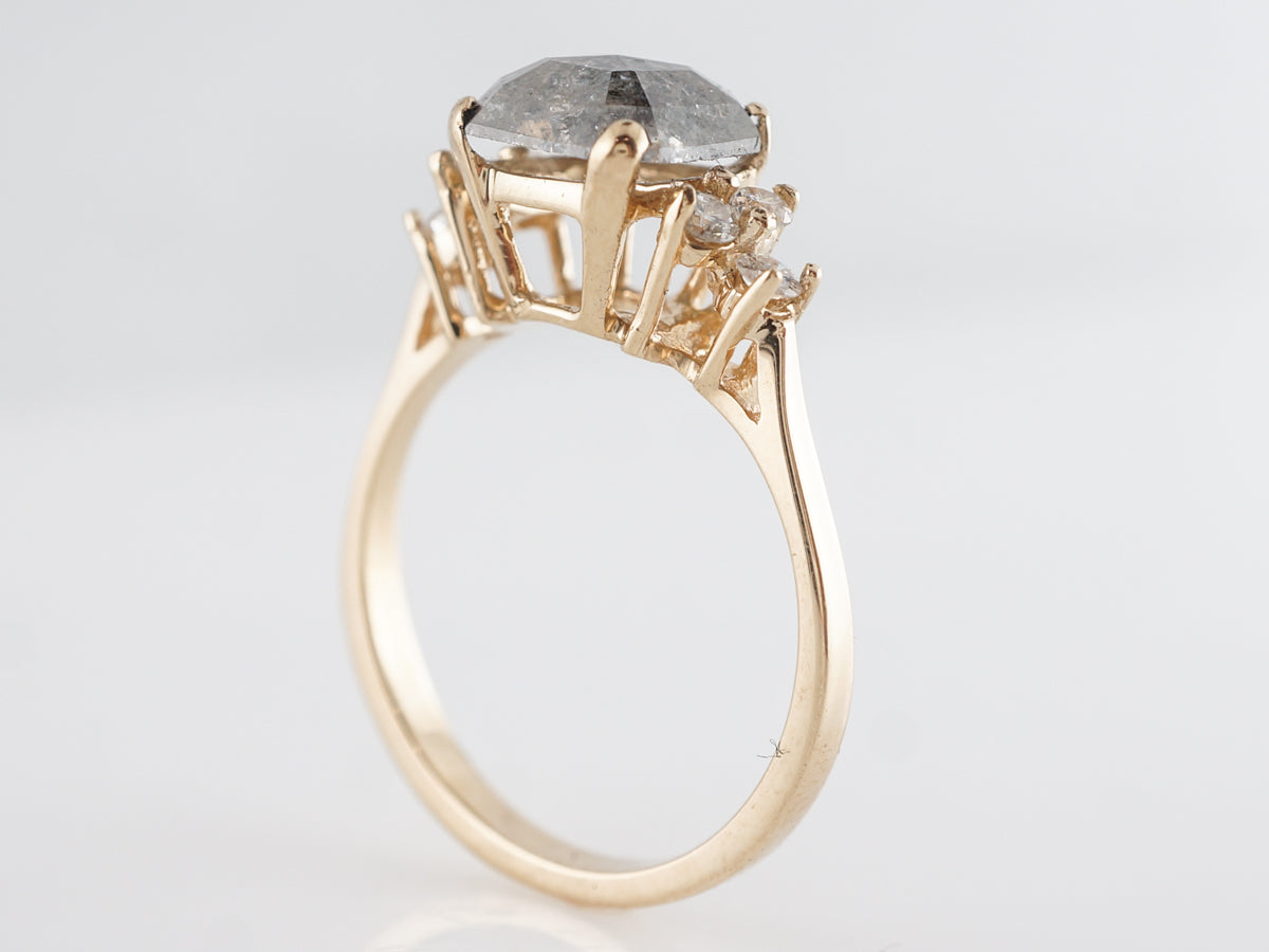 1.48 Rose Cut Grey Diamond Engagement Ring in Yellow Gold
