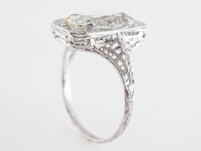 Fantasy Cut Emerald Cut Aquamarine Ring in 14k White Gold