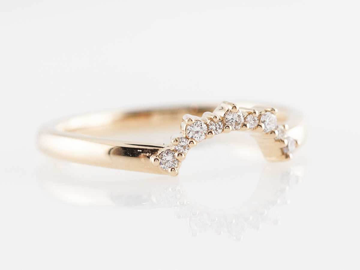 Rounded Wedding Band w/ Diamonds in 14k Yellow Gold