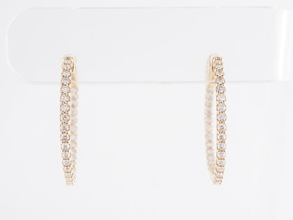 1 Carat Diamond Hoop Earrings in 14k Yellow Gold