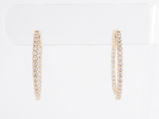 1 Carat Diamond Hoop Earrings in 14k Yellow Gold