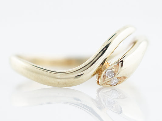 Vintage Right Hand Snake Ring Mid-Century .02 Single Cut Diamonds in 14K Yellow Gold