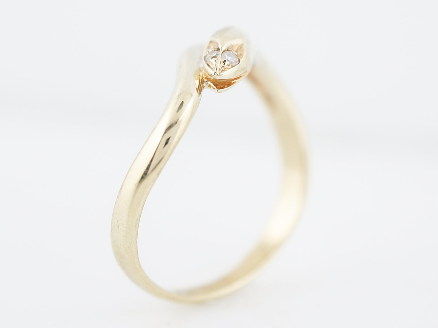 Vintage Right Hand Snake Ring Mid-Century .02 Single Cut Diamonds in 14K Yellow Gold