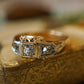 Retro Three Stone Diamond Engagement Ring 14k Gold