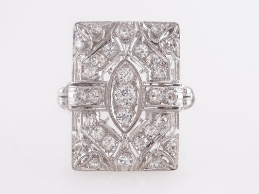 Vintage Deco Diamond Cocktail Ring in Platinum