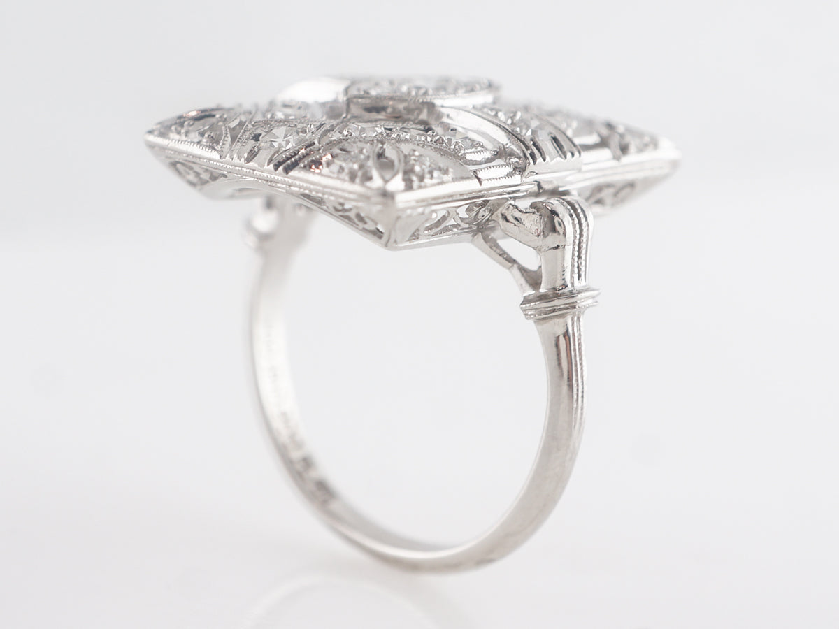 Vintage Deco Diamond Cocktail Ring in Platinum