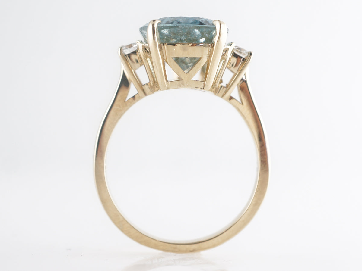 4 Carat Pear Cut Aquamarine Ring w/ Diamonds in 14k