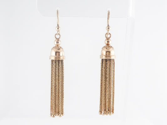 Antique Victorian Tassel Earrings in 14k Yellow Gold