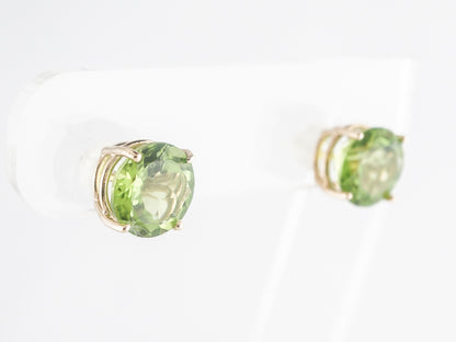 Mid-Century Peridot Earring Studs 14K Yellow Gold