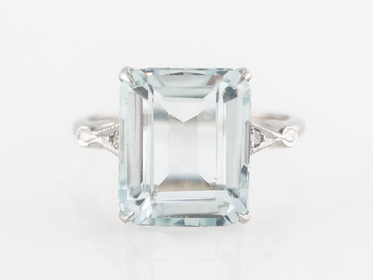 5 Carat Emerald Cut Aquamarine w/ Diamonds in 14k White Gold