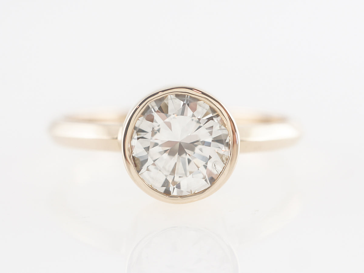 Bezel Set Solitaire Diamond Engagement Ring in 14K Yellow Gold