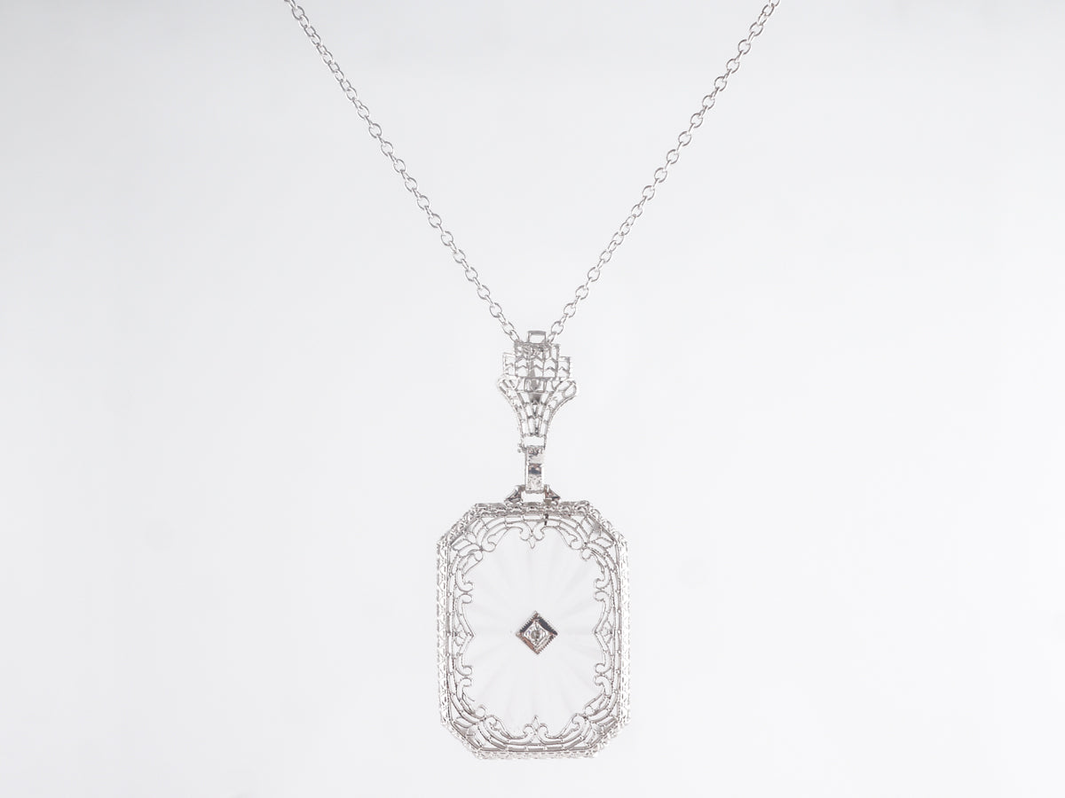 art deco sterling silver vintage masonic eastern star camphor glass pendant  - Jewelry