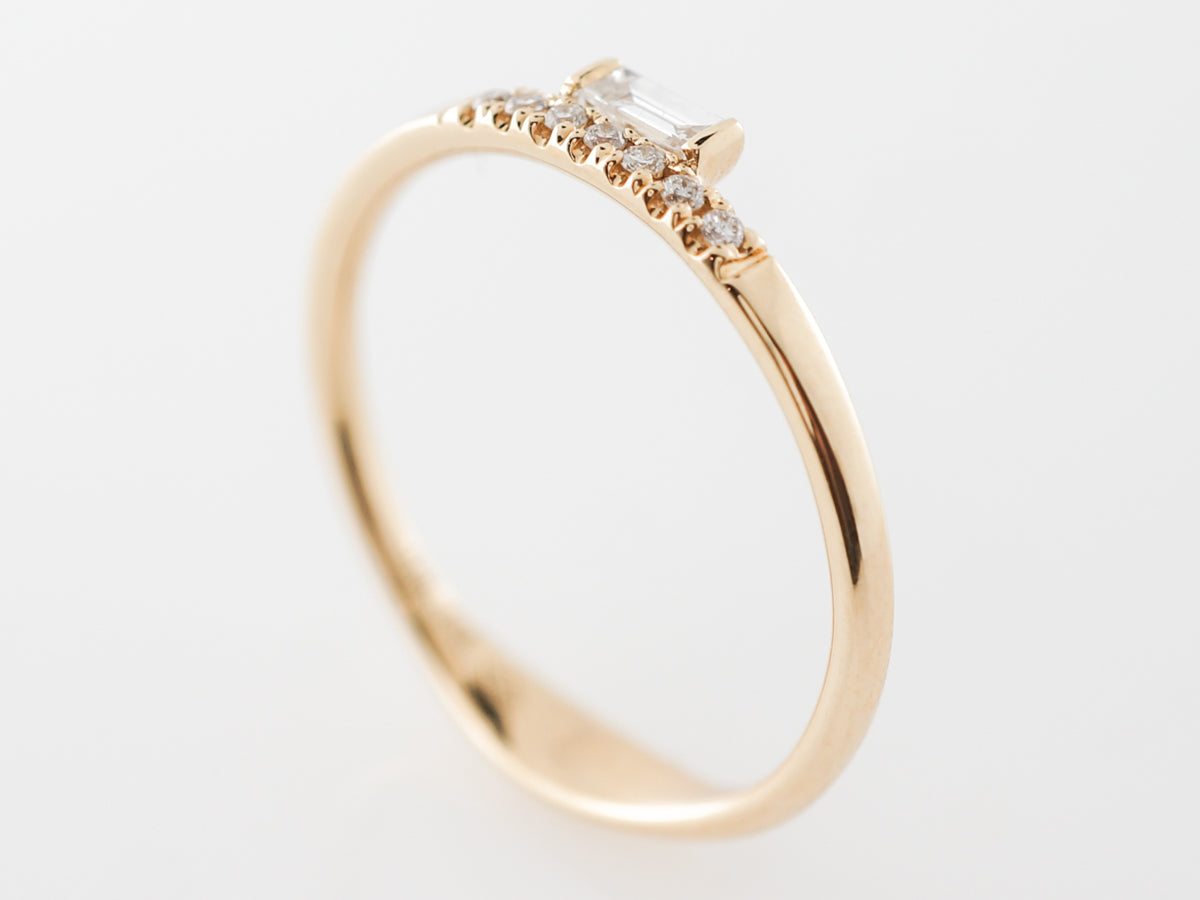 Baguette & Round Diamond Wedding Band 18k Yellow Gold