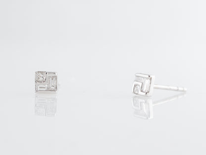 Small Geometric Diamond Earrings 14K White Gold