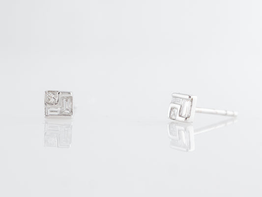 Small Geometric Diamond Earrings 14K White Gold