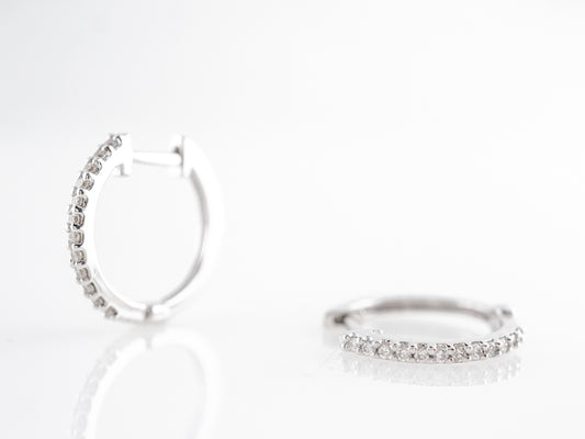 Dainty Hoop Earrings w/ Diamonds in 14k White Gold