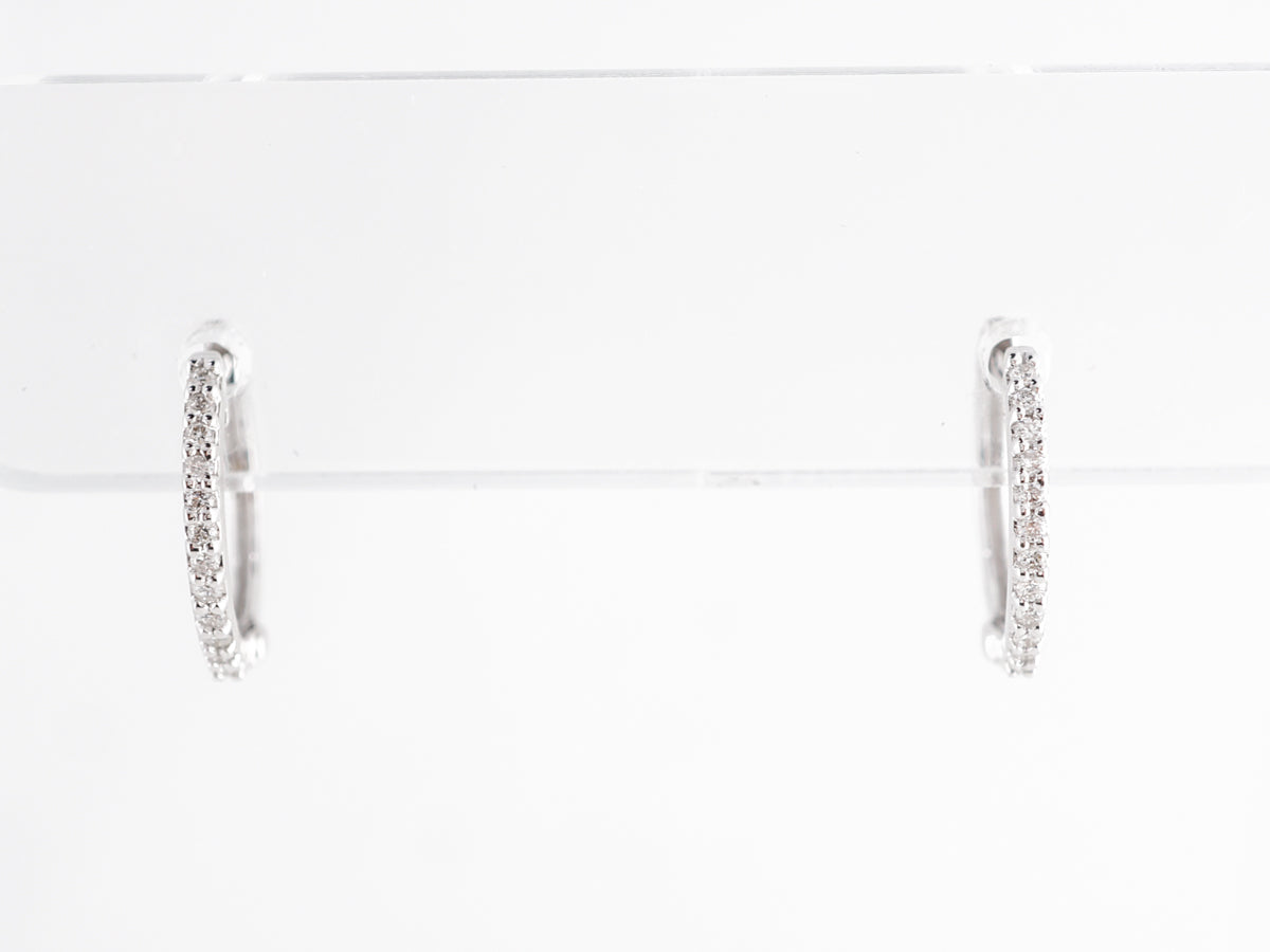 Dainty Hoop Earrings w/ Diamonds in 14k White Gold