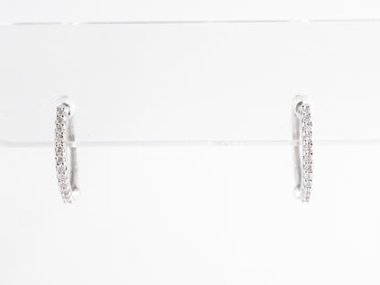 Dainty Hoop Earrings w/ Diamonds in 14k White Gold