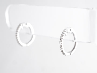 Dainty Hoop Earrings w/ Diamonds in 14k White Gold
