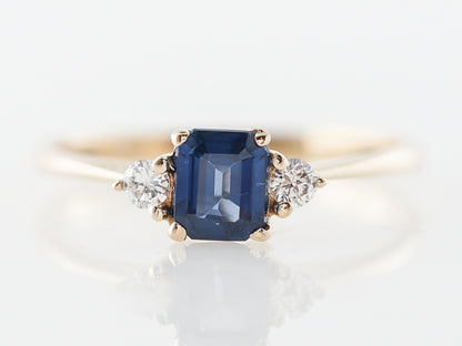 Dainty Sapphire & Diamond Engagement Ring in Yellow Gold