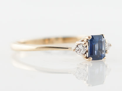 Dainty Sapphire & Diamond Engagement Ring in Yellow Gold