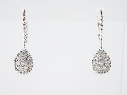 Dangle Drop Earrings Modern .43 Round Brilliant Cut Diamonds in 14k White Gold