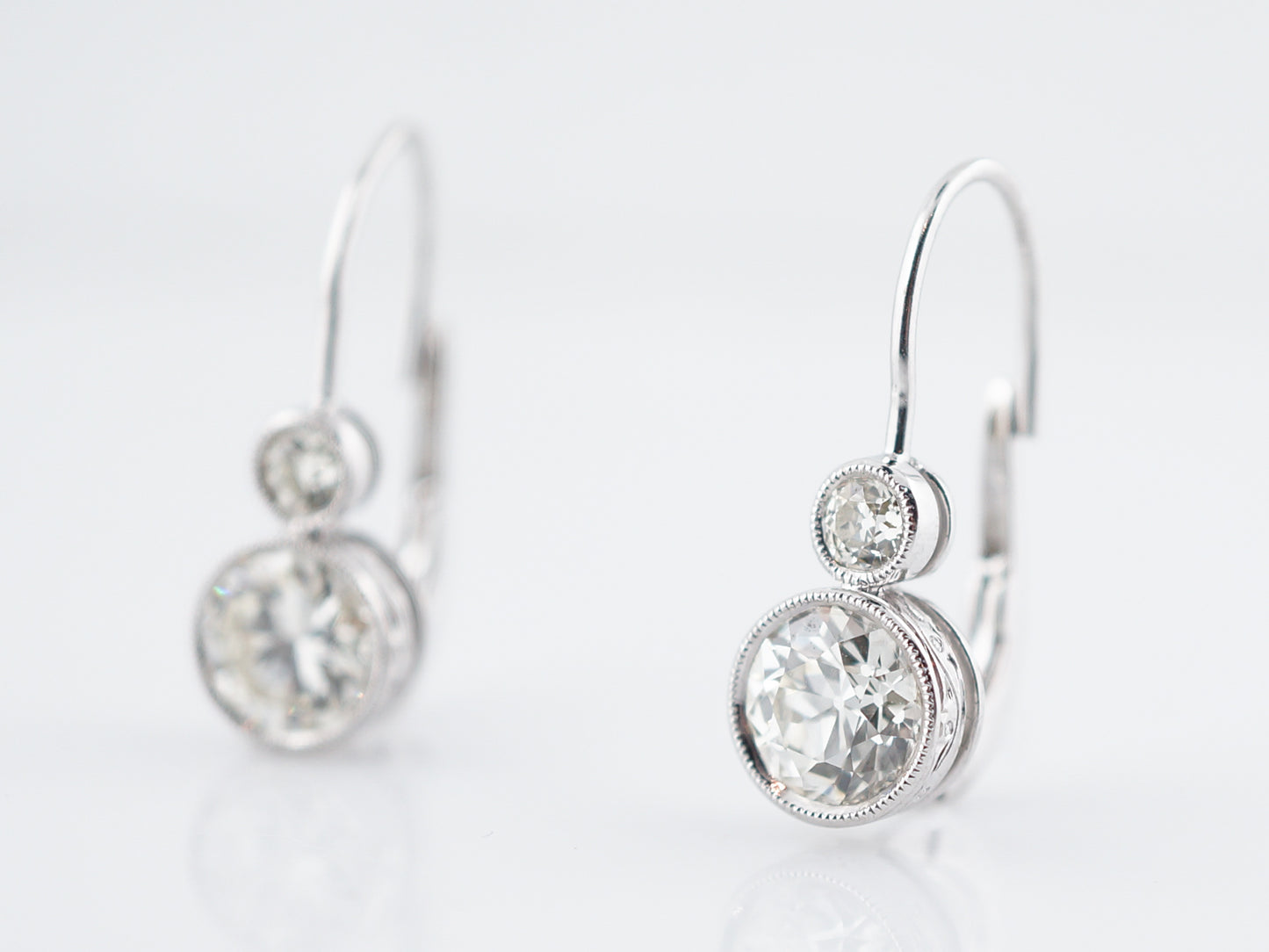 **RTV 1/10/19** Earrings Modern 2.22 Old European Cut Diamonds in Platinum