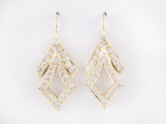 Earrings Modern 1.50 Round Brilliant Cut Diamonds in 18k Yellow Gold