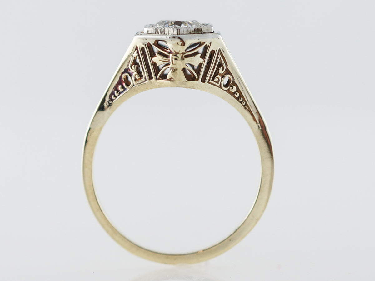 Yellow Gold Filigree Vintage Engagement Ring Geometric
