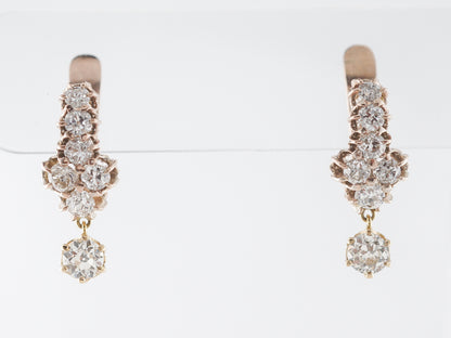 Deco Diamond Dangle Earrings in Yellow Gold