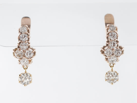 Deco Diamond Dangle Earrings in Yellow Gold