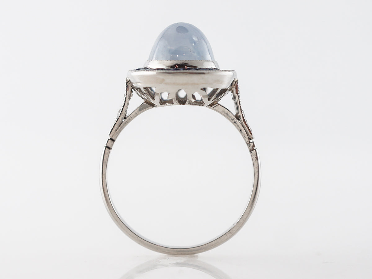 Art Deco Star Sapphire w/ Sapphire Halo Ring in Platinum
