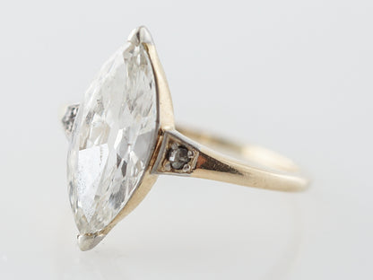 Victorian Marquise Diamond Engagement Ring in Platinum & Yellow Gold