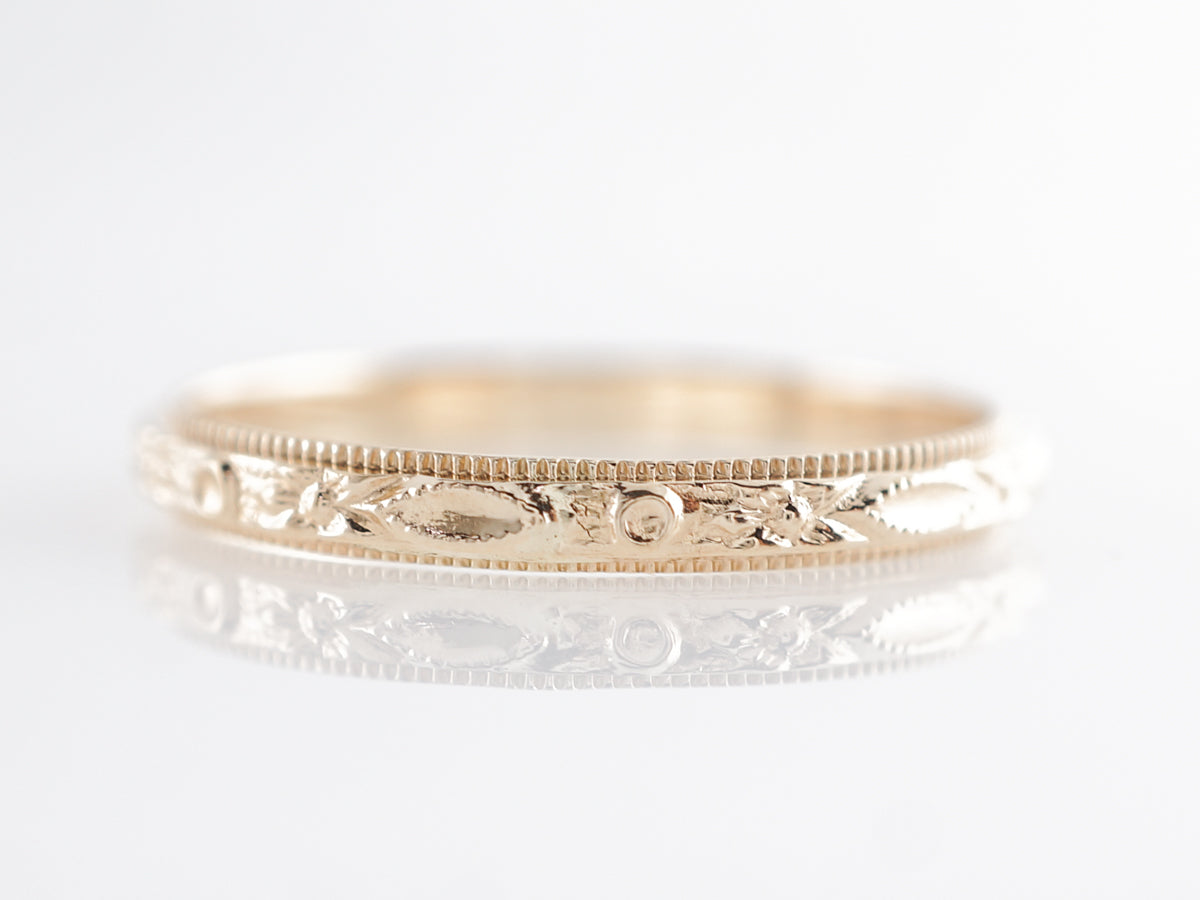 Yellow Gold Deco Blossom Wedding Band in 10k