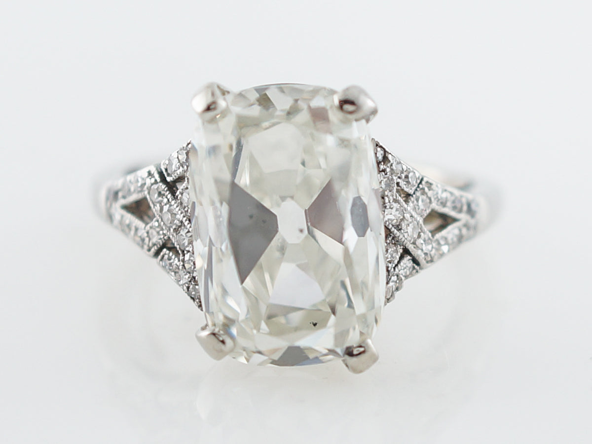 Vintage 5 Carat Cushion Cut Diamond Engagement Ring