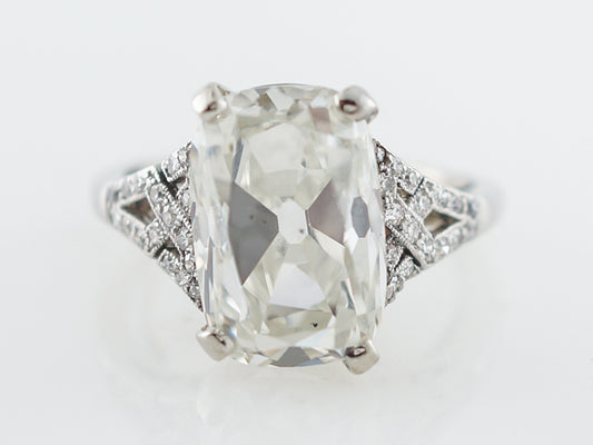 Vintage 5 Carat Cushion Cut Diamond Engagement Ring