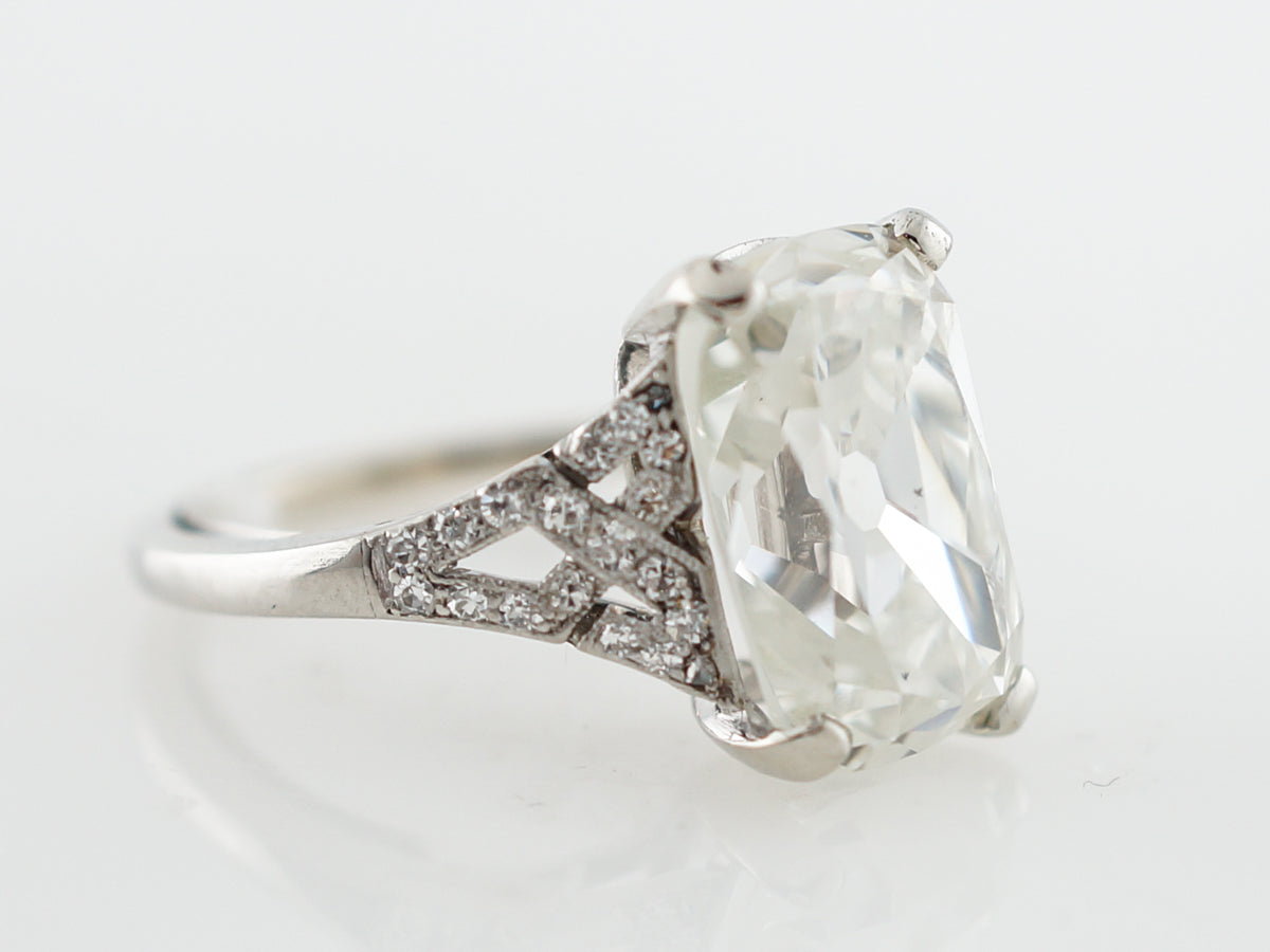 Vintage 5 Carat Cushion Cut Diamond Engagement Ring